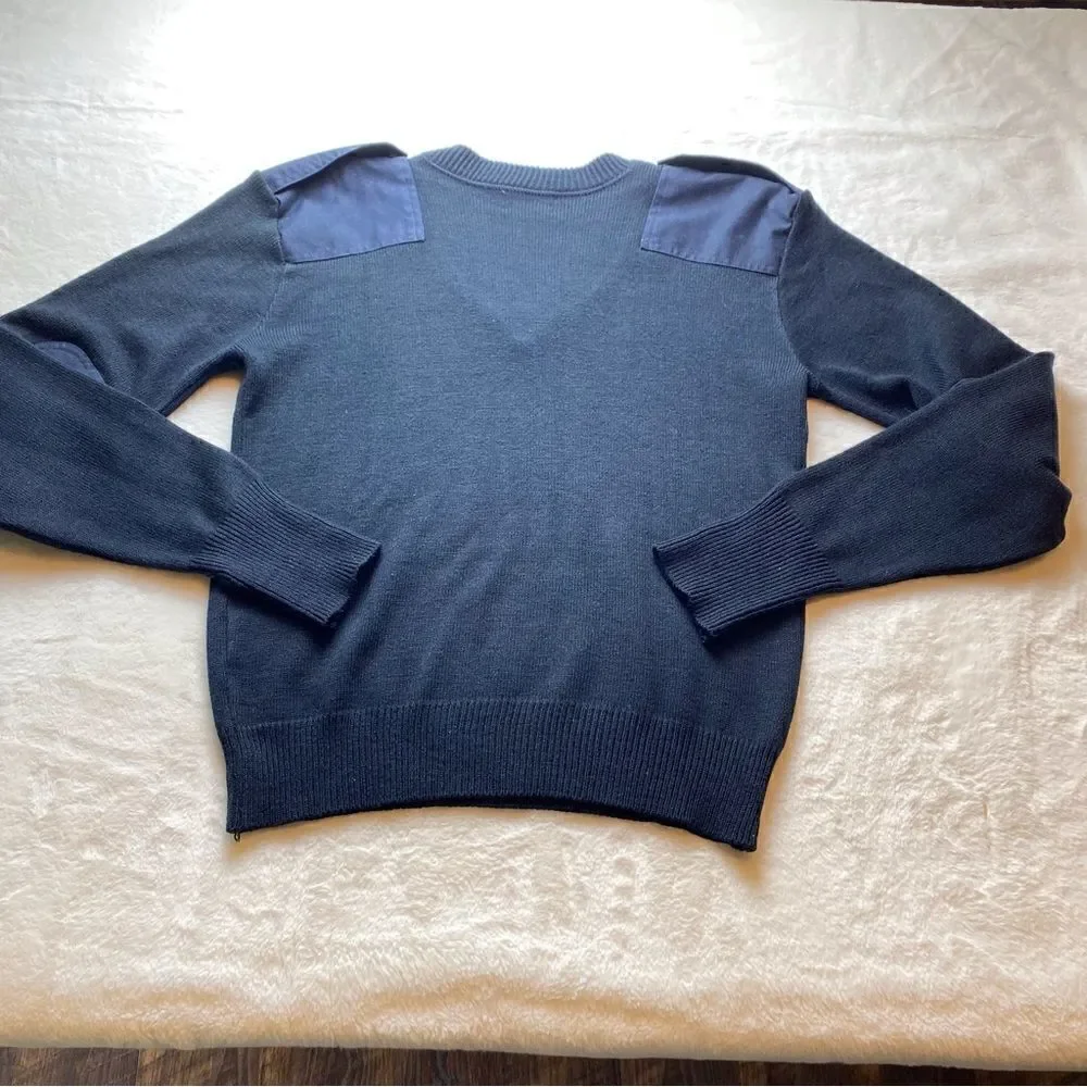 Crew Gear Black V Neck Commando Long Sleeve Sweater Size Medium